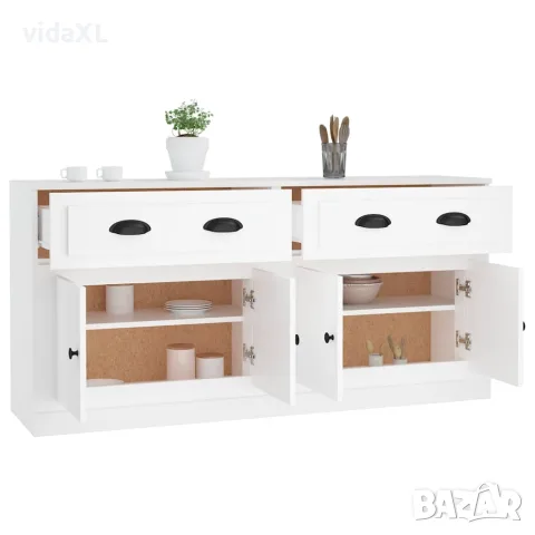 vidaXL Сайдборди, 2 бр, бели, инженерно дърво, снимка 5 - Бюфети - 56146732
