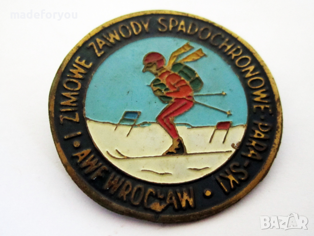 Значка полска соц спорт ски Полша Вроцлав, снимка 1 - Колекции - 36243248