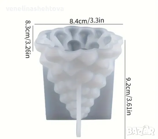 3D елха Силиконов молд форма за свещи гипс смола КОД 4360 , снимка 3 - Форми - 48430301