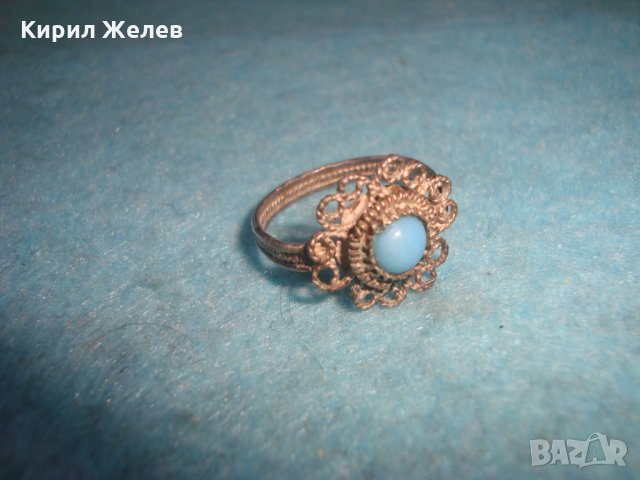 ВЪЗРОЖДЕНСКИ СРЕБЪРЕН ТЮРКОАЗЕН ФИЛИГРАНЕН ПРЪСТЕН САЧАН СРЕБРО КУЮМДЖИЙСКА РЪЧНА ИЗРАБОТКА 25118, снимка 8 - Антикварни и старинни предмети - 35825623