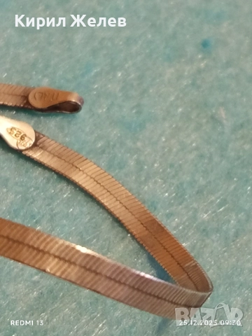 Нежен лентовиден сребърен ланец Ретро Арт бижу 26461, снимка 3 - Колиета, медальони, синджири - 52895544