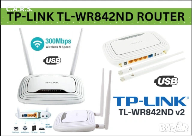 Wi-Fi Рутер TP-Link TL-WR842ND 300 Mbit/s с USB