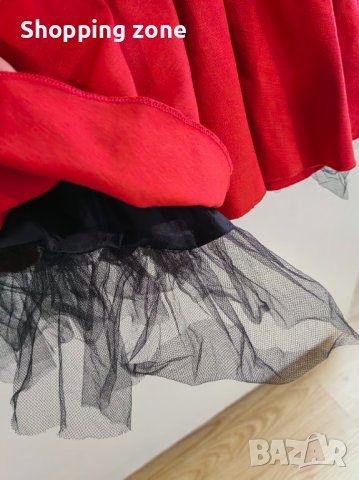 Кукленска рокля в червено с тюл , снимка 4 - Рокли - 40381840