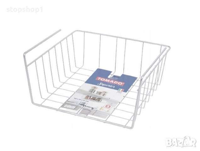 МЕТАЛНА КОШНИЦА, ОКАЧЕНА ЗА ПОД РАФТА, 30x26x14см, СИВА, снимка 2 - Аксесоари за кухня - 53326837