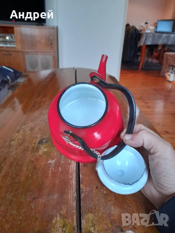 Стар емайлиран чайник #84, снимка 5 - Други ценни предмети - 53425015