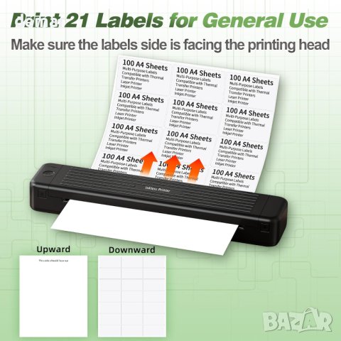 Itari Стикери, съвместими принтер, 100 листа 63,5 mm x 38,1 mm, A4-21 на лист, бели, снимка 6 - Консумативи за принтери - 44264235