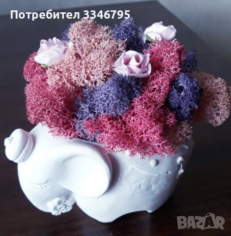 Гипсови фигури декорирани със скандинавски мъх , снимка 7 - Декорация за дома - 44113350