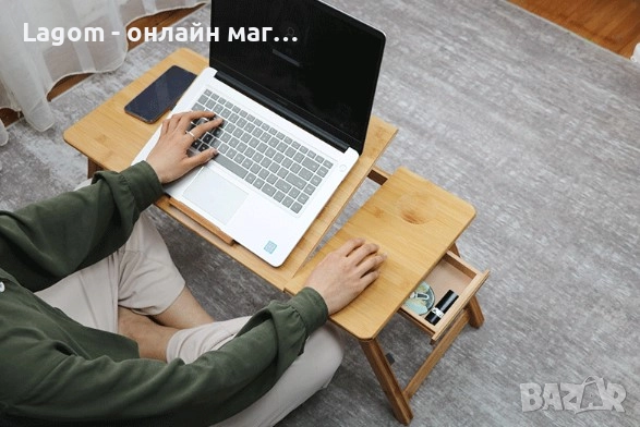 Сгъваема масичка за лаптоп, регулируема с вентилация, с малко чекмедже, снимка 11 - Маси - 52562180