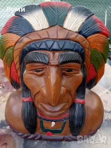 Стара дървена маска, снимка 3 - Други ценни предмети - 42222577