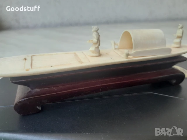 Рядка стара фигурка, слонова кост ,лодка,шхуна,кораб, Инуити, снимка 8 - Антикварни и старинни предмети - 50674958