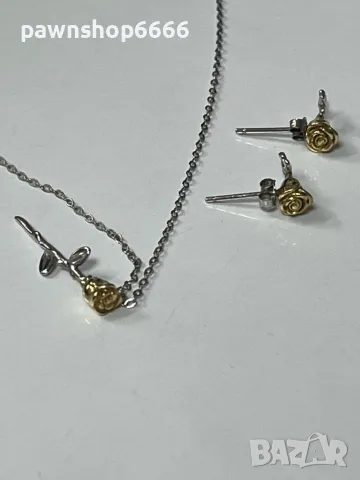 Сребърно колие и обеци „Роза“ , снимка 9 - Колиета, медальони, синджири - 49218187