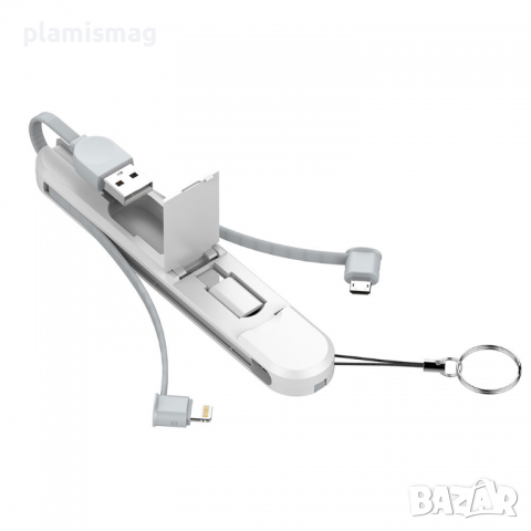 Кабел за данни LDNIO LC130, 3 в 1, Type-C, Micro USB, Lightning, , 0.43m, Бял, снимка 1 - USB кабели - 36287350