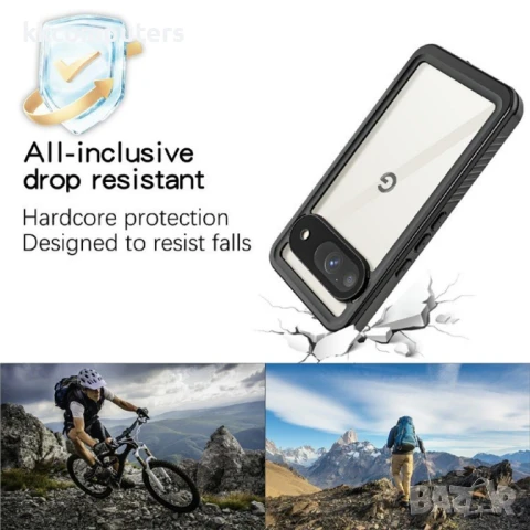 Google Pixel 9 REDPEPPER Водоустойчив / Удароустойчив Калъф + Скрийн Протектор – Черен, IP68, снимка 4 - Калъфи, кейсове - 50797362