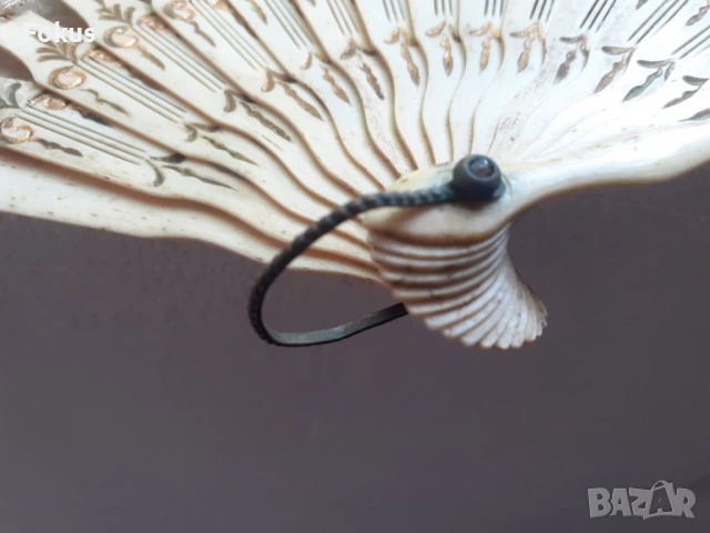 Антикварно дамско ветрило от кост и коприна 19 век, снимка 5 - Антикварни и старинни предмети - 53275203