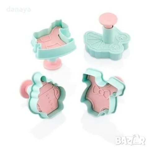 2188 Форми за сладки с бутало и релеф Бебе резец за тесто 4 броя в комплект, снимка 4 - Форми - 48587489