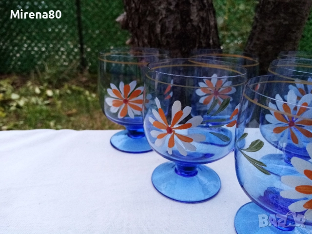 Сервиз за вода - синьо стъкло, снимка 3 - Сервизи - 52172382