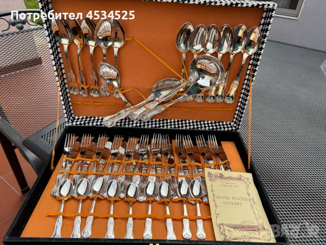 ✨ Луксозен комплект посребрени прибори – Made in Italy – 51 части с куфарче и сертификат ✨