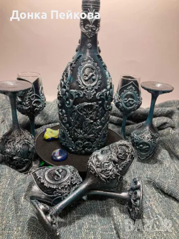 Сервиз за аперитив ръчна изработка в сребро , снимка 3 - Сервизи - 47658032