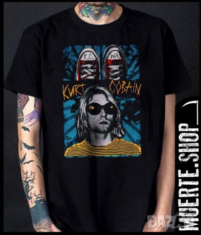 Черна тениска с щампа KURT COBAIN