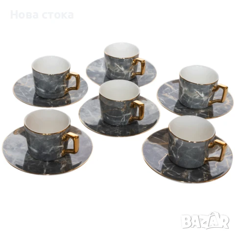 Луксозен сервиз за кафе с мраморен дизайн, снимка 1