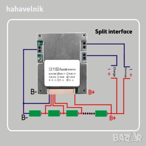  Контролер за зареждане на литиево йонни батерии, зарядно за 13S 48V/ 60А, снимка 3 - Друга електроника - 40460943