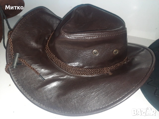 Кожена каубойска шапка, снимка 12 - Шапки - 53078112