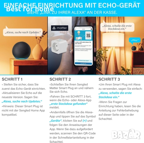 Smart контакт Sengled Matter работи с Alexa, незабавно сдвояване, снимка 4 - Друга електроника - 51668157