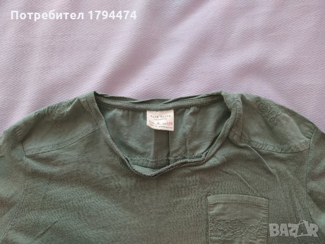 Светлозелена блузка с бродерии Zara Kids, снимка 3 - Детски Блузи и туники - 34541730