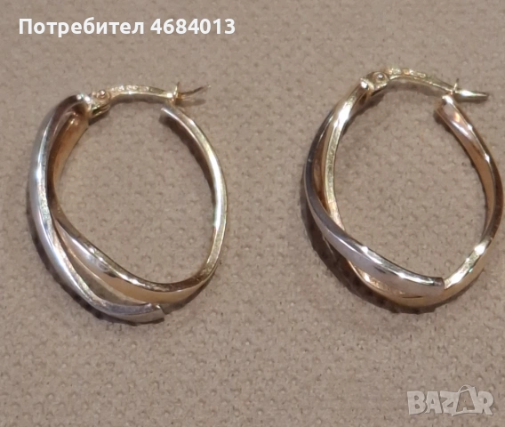 Елегантни дамски златни обеци "Безкрайност", снимка 2 - Обеци - 53604319