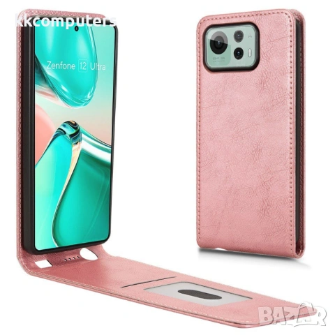 Кожен Флип Калъф с Карта за Asus Zenfone 12 Ultra 5G - Вертикален, Магнитен, Слот за Карта, Вкл. Про, снимка 3 - Калъфи, кейсове - 53437803