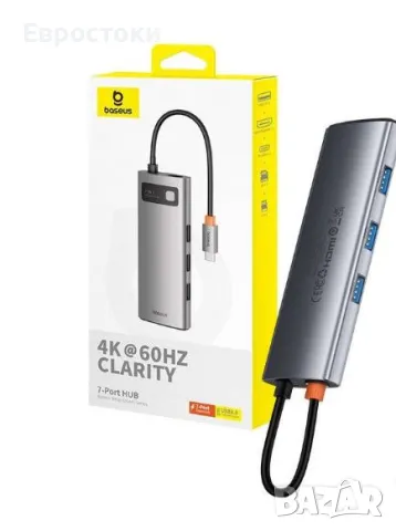 Хъб 7 в 1, Baseus Clarity, USB-C към 1 x HDMI4K, 60Hz, снимка 3 - Кабели и адаптери - 47767662