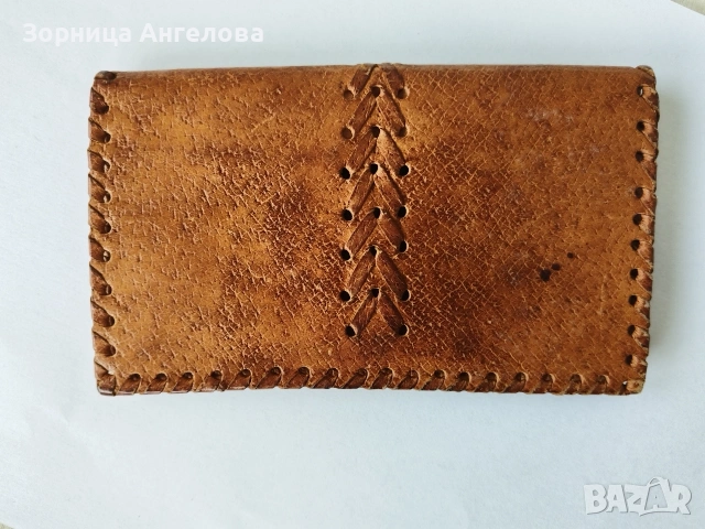 Винтидж ръчно шито портмоне от естествена кожа. , снимка 2 - Портфейли, портмонета - 53065837