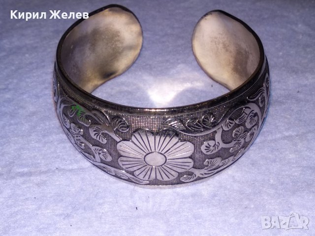 ПРЕКРАСНА СРЕБРИСТА ФЛОРАЛНО ОРНАМЕНТИРАНА РЕГУЛИРУЕМА БРОНЗОВА РЕТРО ГРИВНА 10307, снимка 9 - Гривни - 41202026