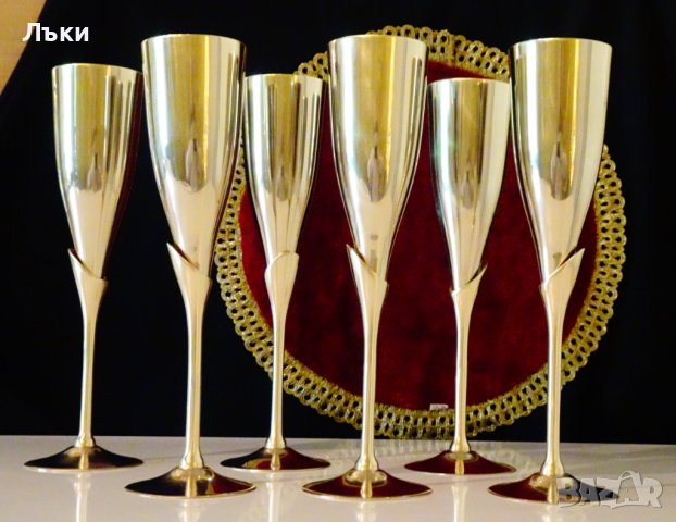 Бронзов бокал,чаша за вино,шампанско,25 см. 