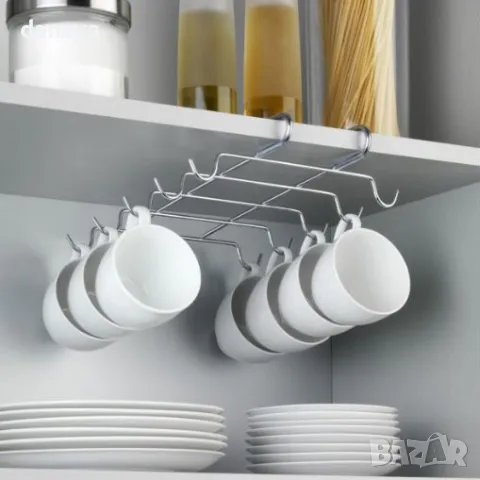 460 Метална стойка поставка закачалка за чаши и прибори органайзер за шкаф, снимка 2 - Органайзери - 49768376