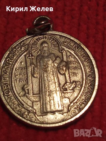 СТАР ДВУСТРАНЕН РИМОКАТОЛИЧЕСКИ РЯДЪК МЕДАЛЬОН СРЕБРО или ПОСРЕБРЕН ИКОНКА 25277