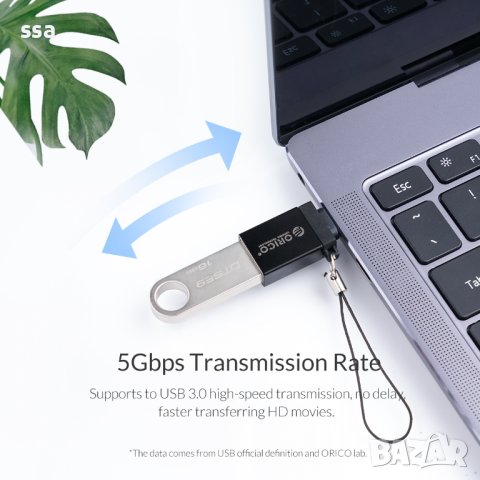 Orico Adapter OTG USB3.0 AF / Type-C (USB 3.0) Адаптер - CBT-UT01-BK, снимка 10 - USB кабели - 41289065