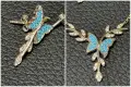 Сребърно колие обеци пеперуда тюркоаз 925 silver чисто нов obeci kolie, снимка 7