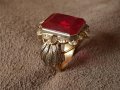 ЗЛАТЕН 18 КАРАТА с огромен РУБИН ръчен елегантен пръстен злато, снимка 3