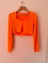 Дамска блуза еластична по тялото неонова neon тип crop top модерна оранжев цвят, снимка 1