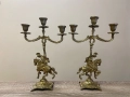 Винтидж бронзови свещници с ездачи на коне (чифт), снимка 3
