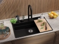 Черна кухненска гранитна мивка Ню Йорк 80 Multispace 780 x 530 мм -22% Ново, снимка 1