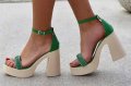 Сандали на ток - зелена кожа - DT370, снимка 2