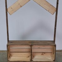 Ръчно изработен дървен щанд и пейка с облегалка, снимка 6 - Декорация за дома - 39404698