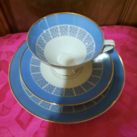 Троен сет-за чай,с красива шарка в синьо. Маркирани за произход. Внос от Германия..-200мл. , снимка 3 - Чаши - 36184342