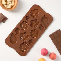 4075 Силиконова форма за шоколадови бонбони Цветя и листенца, снимка 3 - Форми - 42324944