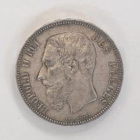 5 франка Белгия, Леополд II, различни години, снимка 6 - Нумизматика и бонистика - 42558055
