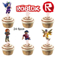 24 бр roblox Роблокс къси остри картонени топери за торта мъфини кексчета парти рожден, снимка 1 - Други - 36266309