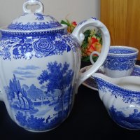 Сервиз за шест персони чай/кафе -Villeroy & Boch Burgenland Mettlach Blau Germany – 21части., снимка 12 - Сервизи - 40692479