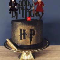 Хари Потър harry potter Happy Birthday черен пластмасов черен топер украса декор за торта рожден, снимка 1 - Други - 42652762